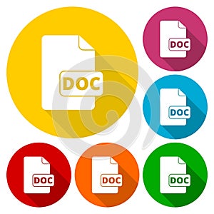 File Doc icons set with long shadow