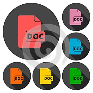 File Doc icons set with long shadow