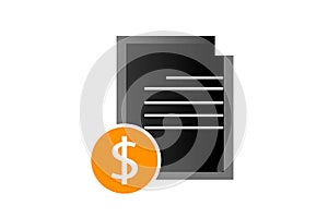File, document, finance icon on white background isolated