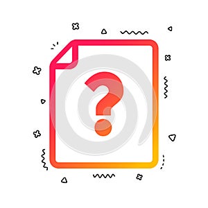 File document help icon. Question mark symbol. Vector