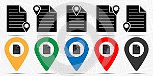 File document icon in location set. Simple glyph, flat illustration element of web, minimalistic theme icons