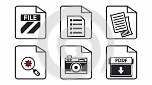 File and document icons set, digital data, file management, UI vector design Generative AI