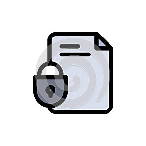 File, Document, Lock, Security, Internet  Flat Color Icon. Vector icon banner Template