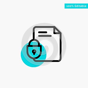File, Document, Lock, Security, Internet turquoise highlight circle point Vector icon