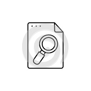 File, document, magnifier icon. Simple line, outline vector of icons for ui and ux, website or mobile application