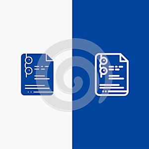 File, Document, School, Education Line and Glyph Solid icon Blue banner Line and Glyph Solid icon Blue banner