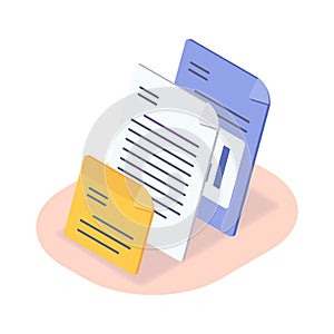 File document type isometric icon with modern flat style color