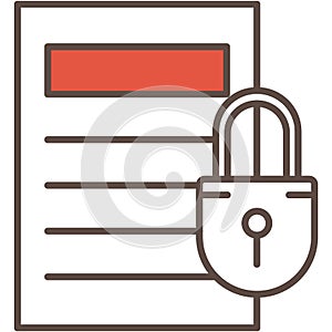 File document under lock vector isolated icon