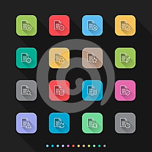 File and Documents flat style icons set - Vector illustration for Web & Mobile