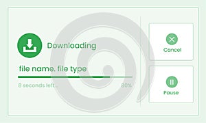File downloading dialog window, popup for product design, web interfaces.