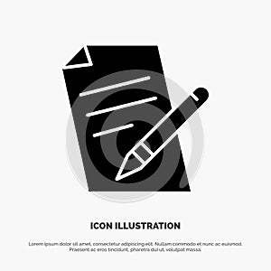 File, Education, Pen, Pencil solid Glyph Icon vector