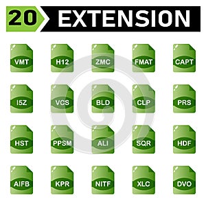 File Extension icon include vmt, h12, zmc, fmat, capt, i5z, vcs, bld, clp, prs, hst, ppsm, ali, sqr, hdf, aifb, kpr, nitf, xlc,