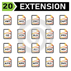 File Extension icon include vmt, h12, zmc, fmat, capt, i5z, vcs, bld, clp, prs, hst, ppsm, ali, sqr, hdf, aifb, kpr, nitf, xlc,