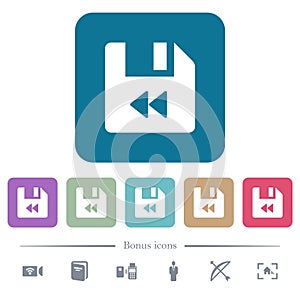 File fast backward flat icons on color rounded square backgrounds photo