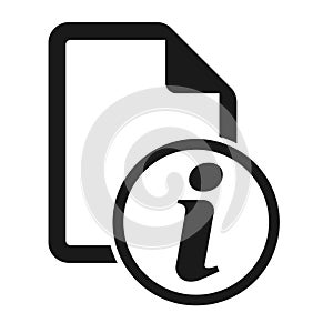 File flat icon with information symbol isolated on white background. Infomation document vector illustration