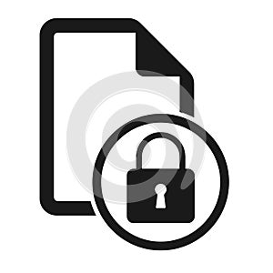 File flat icon with lock isolated on white background. Locked document symbol vector illustration