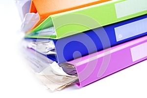 File Folder Binder stack of multi color on table
