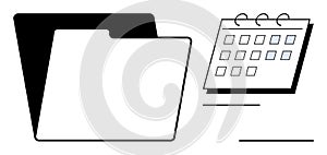 File Folder and Calendar Representing Document Organization and Task Scheduling