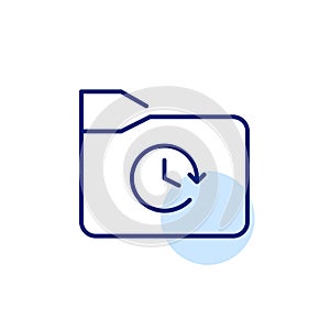 File folder with clock. Temporary data storage, timed access to recent files. Secure backup. Pixel perfect