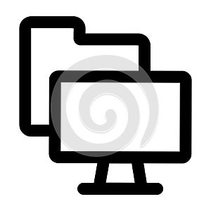 File folder with computer icon. file folder illustration. Flat vector icon. can use for, icon design element,ui, web
