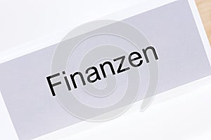 File folder Finances Finanzen in German language