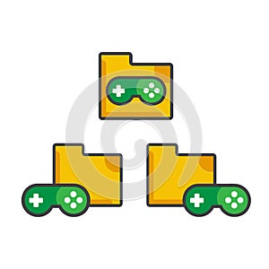 File folder with game icon. file folder illustration. Flat vector icon. can use for, icon design element,ui, web, mobile app