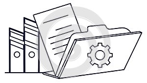 File Folder with Gear Icon for Settings Vector, vector design Generative AI