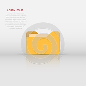 File folder icon in flat style. Documents archive vector illustration on white isolated background. Storage business concept
