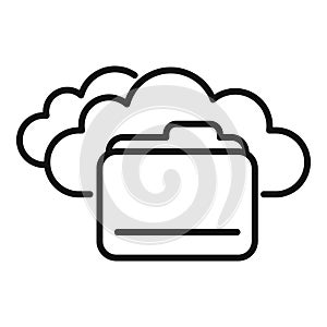 File folder icon outline vector. Data cloud