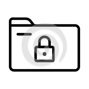 File folder icon with padlock security to maintain privacy for data storage location in a computer memory