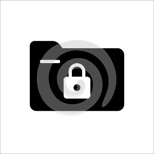 File folder icon with padlock security to maintain privacy for data storage location in a computer memory