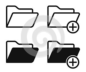 File folder line icon set. Vector illustration