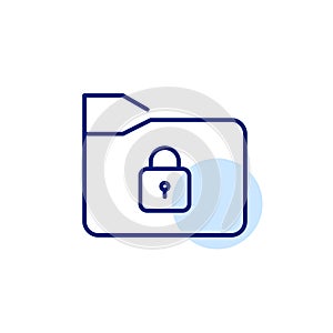 File folder with lock. Protected document, locking important documents. Pixel perfect, editable stroke icon