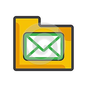 File folder with message icon. file folder illustration. Flat vector icon. can use for, icon design element,ui, web, mobile app