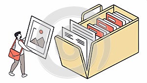 File folder organization, documents, data storage, and office vector design Generative AI