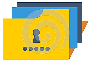 File folder password color icon. Data security