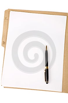 File folder and pen