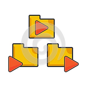 File folder with play button icon. file folder illustration. Flat vector icon. can use for, icon design element,ui, web, mobile