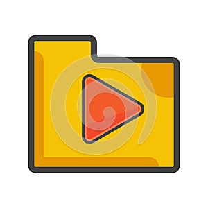 File folder with play button icon. file folder illustration. Flat vector icon. can use for, icon design element,ui, web, mobile