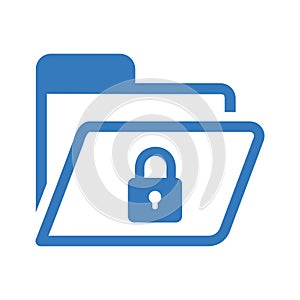 File, folder, protection, security icon. Blue vector design