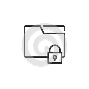 File folder security line icon