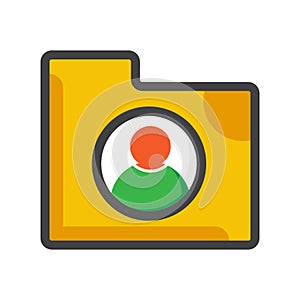 File folder with user icon. file folder illustration. Flat vector icon. can use for, icon design element,ui, web, mobile app