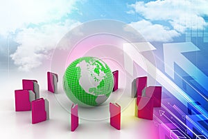 File folders around Earth