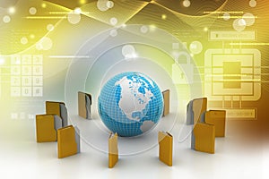 File folders around Earth