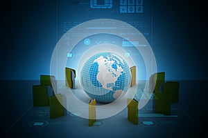 File folders around Earth