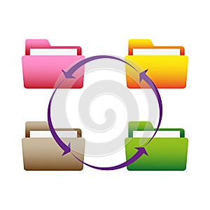 File folders circular arrows. Cloud technology. Cloud linear icon. Vector illustration.