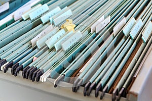 File folders in a filing cabinet