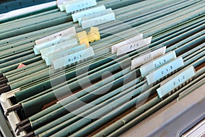 File folders in a filing cabinet