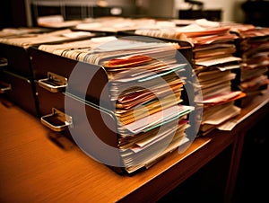 File folders on office desk