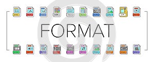 file format document icons set vector